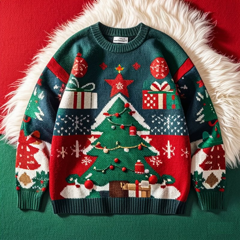 OEM/ODM Unisex Casual Christmas Sweater Custom Wholesale Crew Neck Knitted Long Sleeve Pullover Winter Fun for Christmas