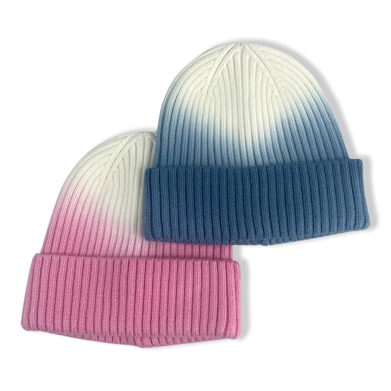 Unisex Eco-Friendly Classic Cuffed Beanie Hats High Quality Knitted Ribbed Wool Acrylic Blend POM POM Beanie for Women