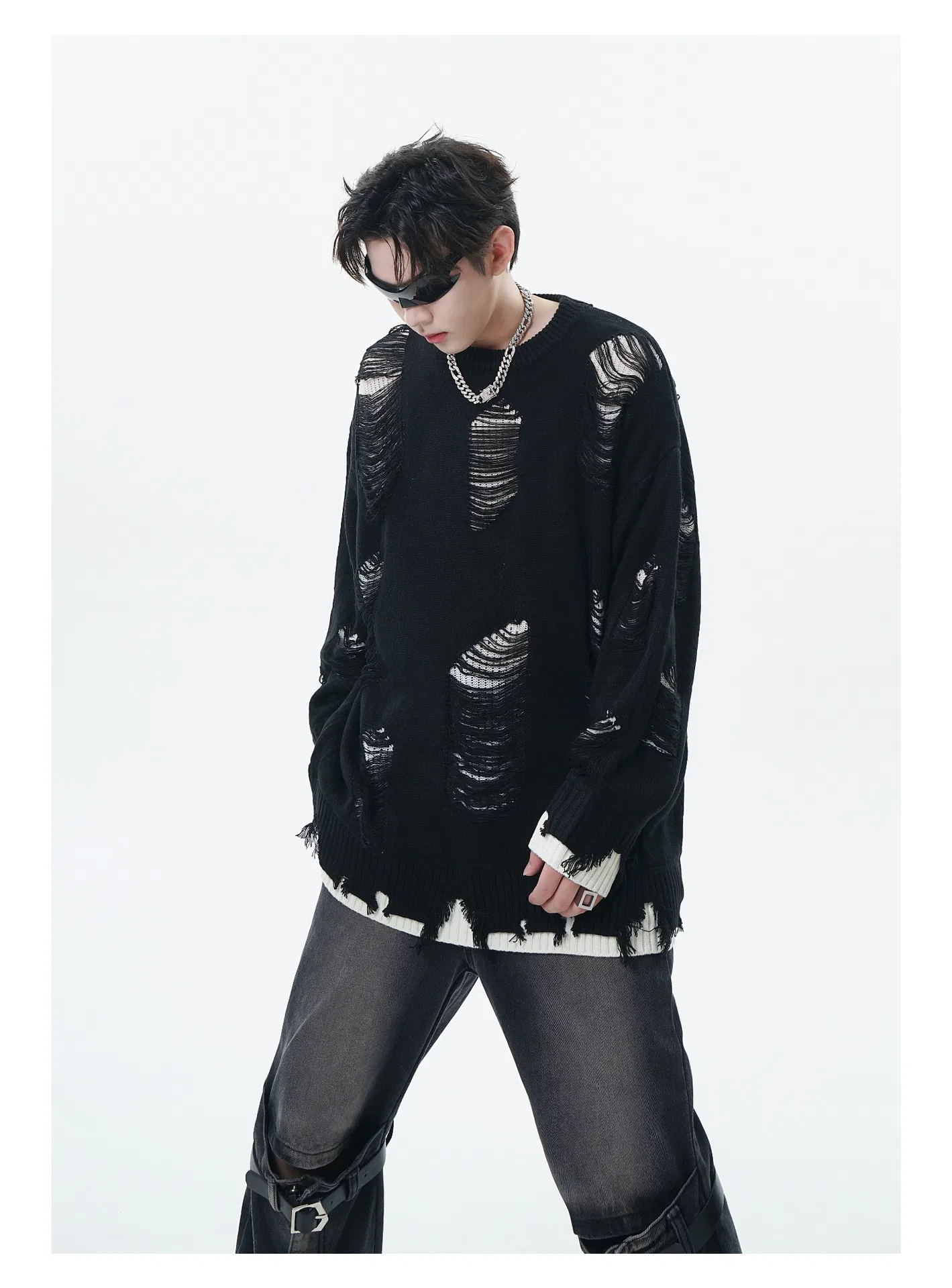 Autumn and Winter Oversize Fashion Retro Fake Two Piece Worn Sweater Women&prime;s Long Sleeved T-Shirt