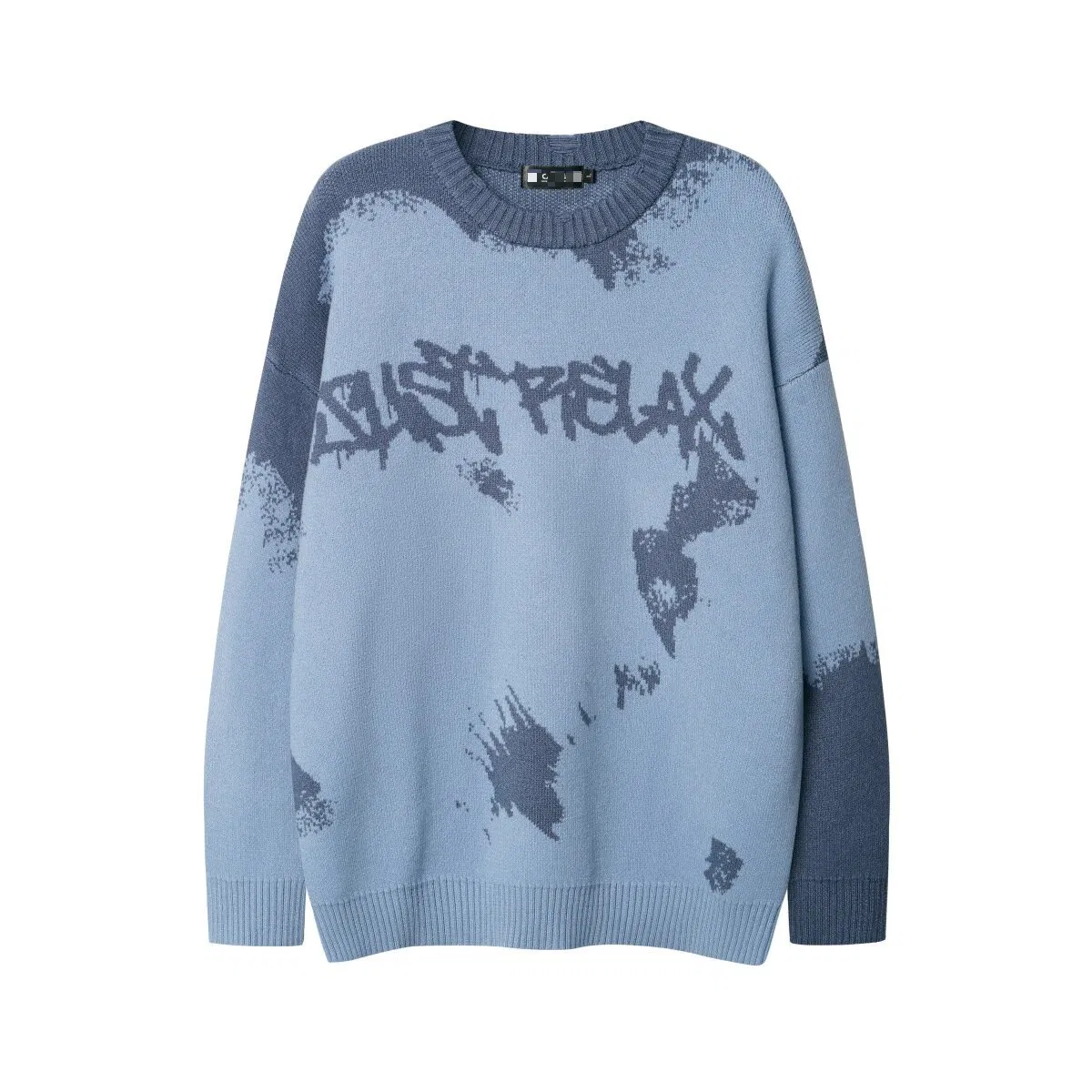 Retro Distressed Contrasting Core Yarn Round Neck Pullover Sweater T-Shirt