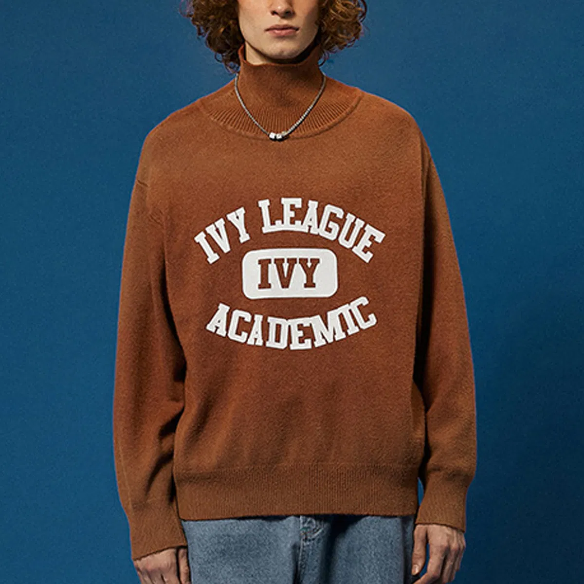 Custom Logo OEM Men Sweater Pullover Spray Printed Letter High Neck Long Sleeve Vintage Knitwear Designer Coat Sweaters