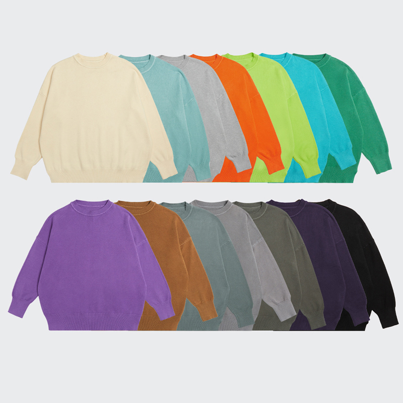 50%Rayon 22%Nylon 28%Polyester 26 Thread Count Cored Yarn Loose Round Neck Solid Color Knit Sweater
