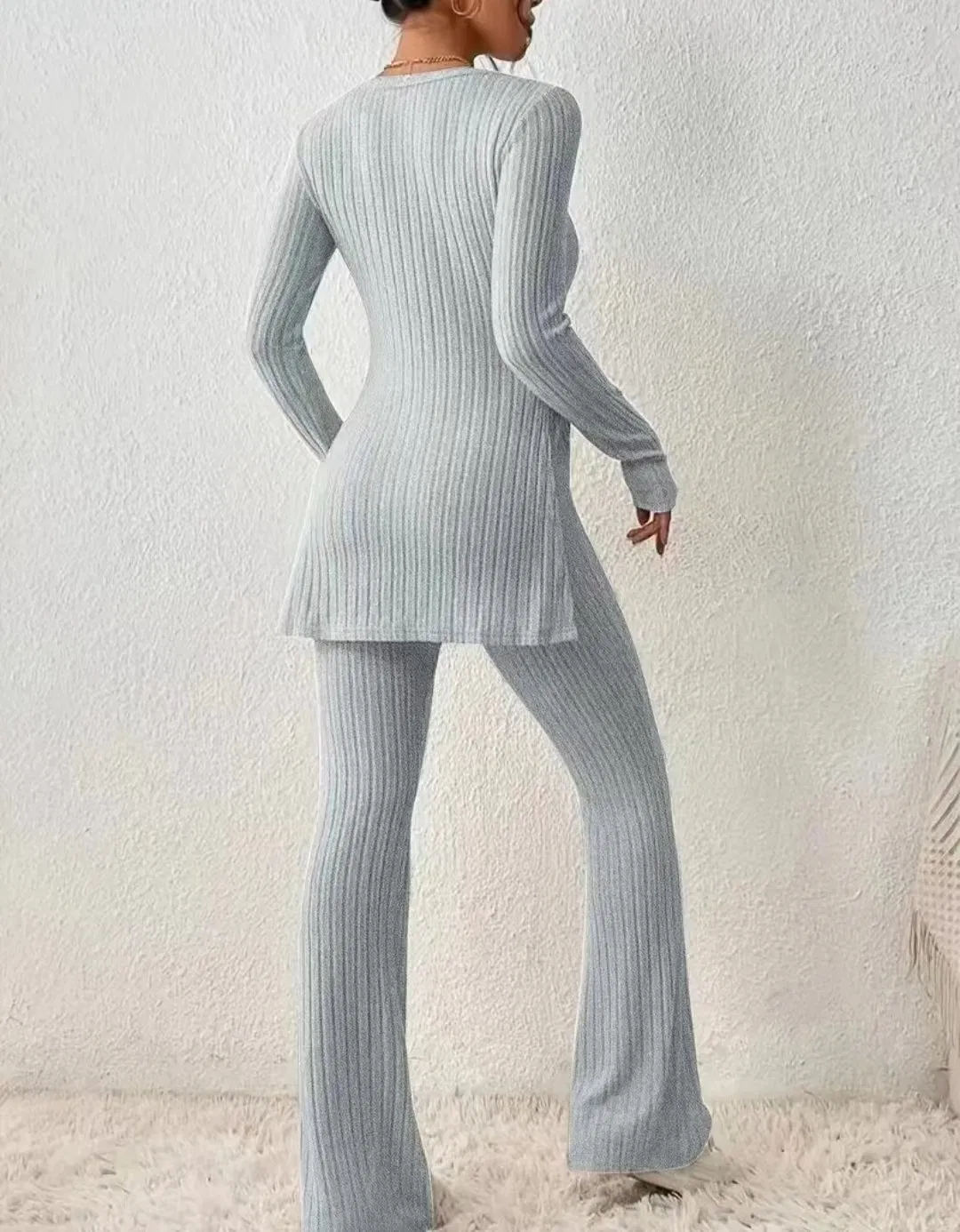 Women&prime;s Longsleeve Sexy Pure Color Sweater Daily Fit Fashion Set