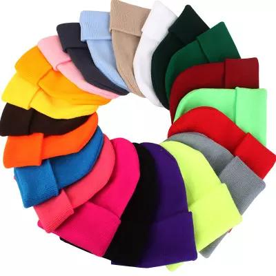 Custom Logo Embroidered Wool Beanie Womens Mens Blank Color Beanie Knitted Hat