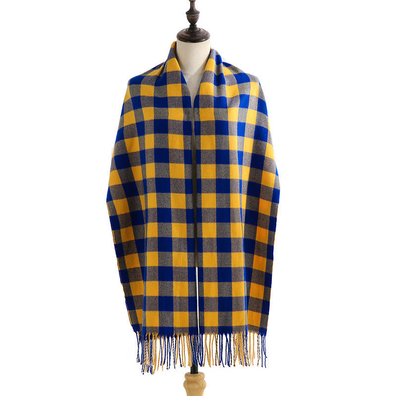 2025 New Plaid Winter Scarf for Women Faux Cashmere Scarf with Tassel Warm Popular Scarves