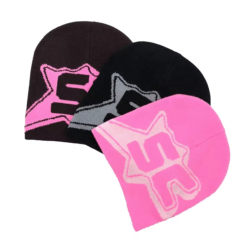 Y2K No Cuff Without Star Pattern Jacquard Cuffless Manufacturer Hats Slouchie Cap Fisherman Beanie Knitted Logo Designer Custom