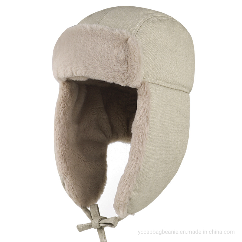 Funny Winter Leather Trapper Fur Warm Men Custom Logo Mens Winter Hat