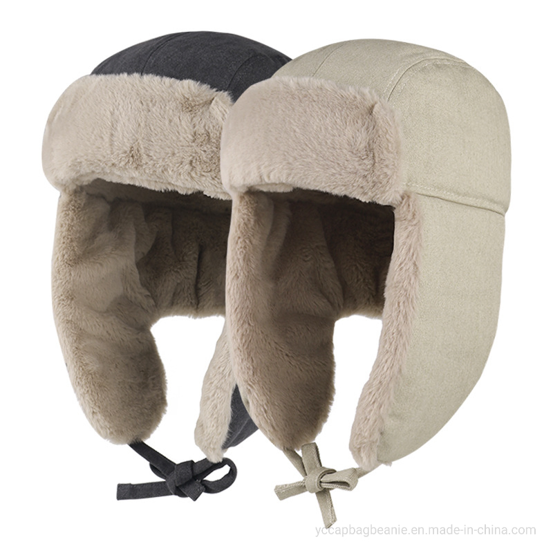 Funny Winter Leather Trapper Fur Warm Men Custom Logo Mens Winter Hat