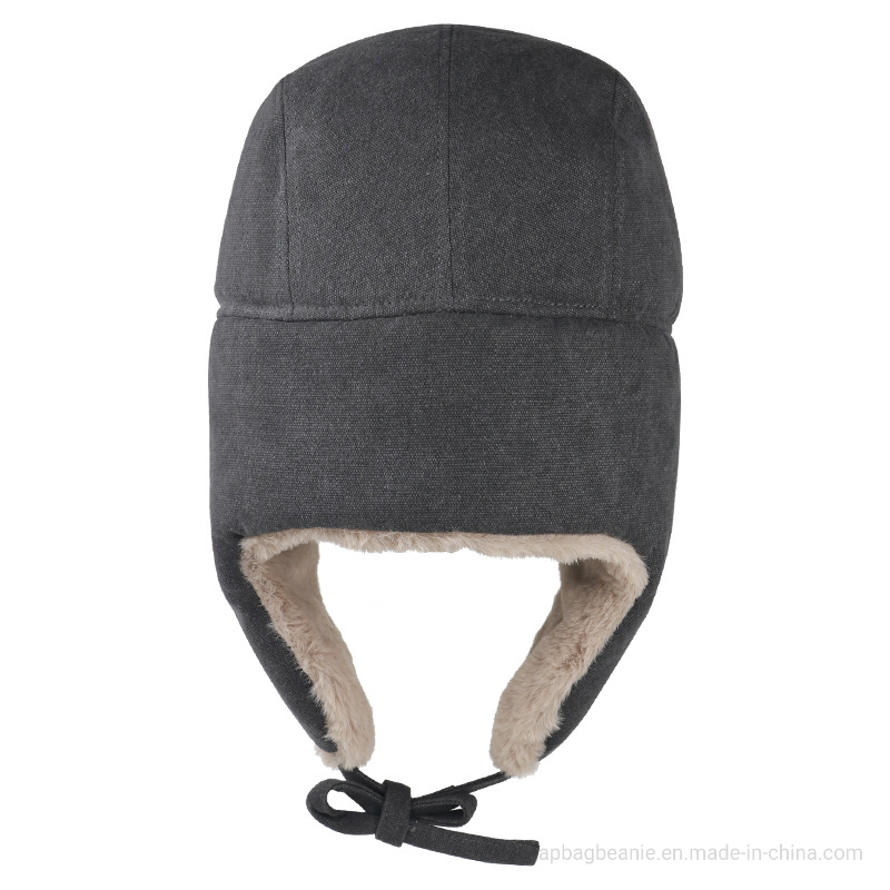 Funny Winter Leather Trapper Fur Warm Men Custom Logo Mens Winter Hat