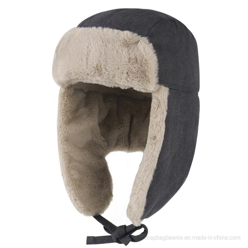 Funny Winter Leather Trapper Fur Warm Men Custom Logo Mens Winter Hat