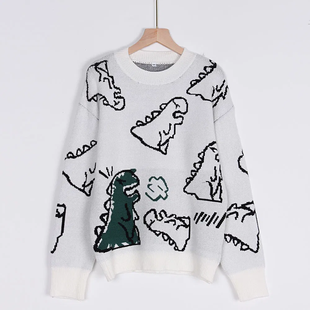 Autumn and Winter New Round Neck Loose Cartoon Dinosaur Sweater/Sweatshirt