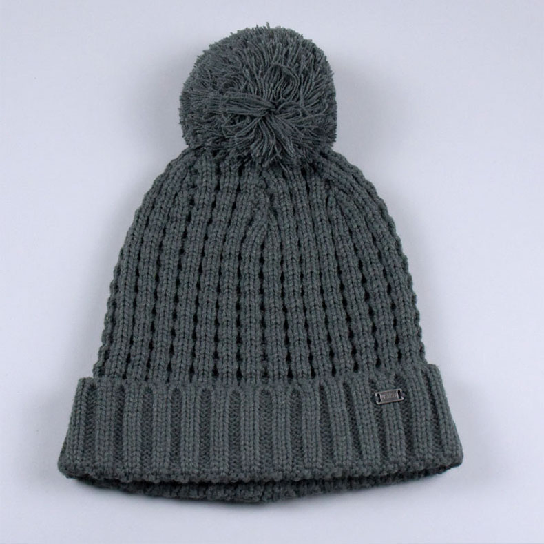 Popular Acrylic Winter Knitted Beanie Folded Edge with POM-POM