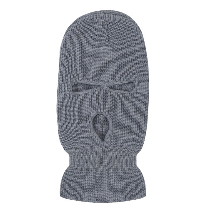 Warmth-Keeping Balaclava Three-Hole Wool Knitted Hat for Skiing and Cycling Full-Face Protection