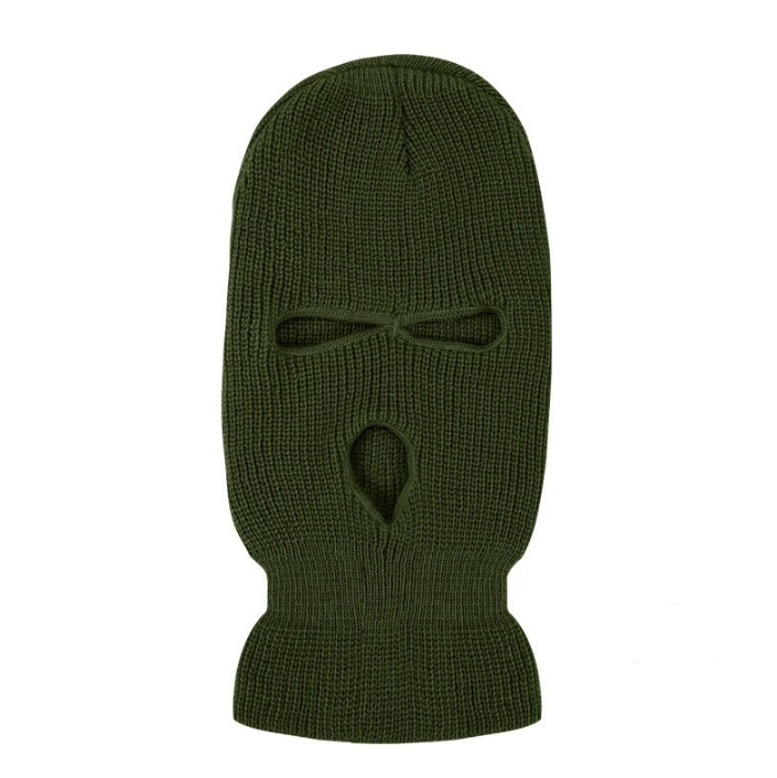 Warmth-Keeping Balaclava Three-Hole Wool Knitted Hat for Skiing and Cycling Full-Face Protection