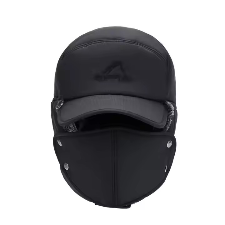 Earflap Thickened Winter Men Trapper Hat Aviator Ski Faux Fur Hat with Face Cover