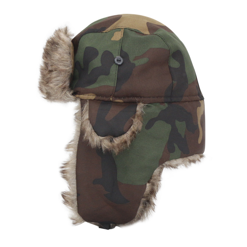 Promotional Gift Outdoor Earflaps Fur Warm Hat Trapper Ski Camo Winter Hat