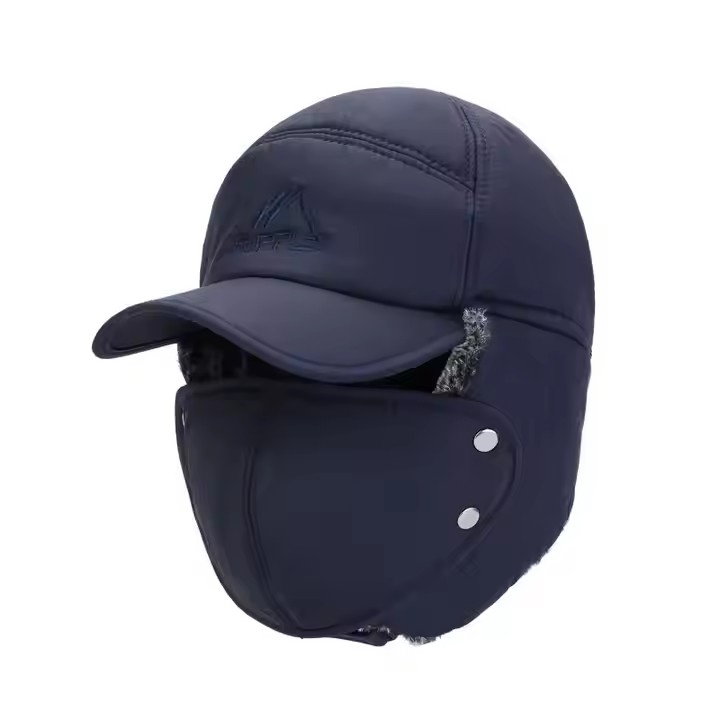 Earflap Thickened Winter Men Trapper Hat Aviator Ski Faux Fur Hat with Face Cover