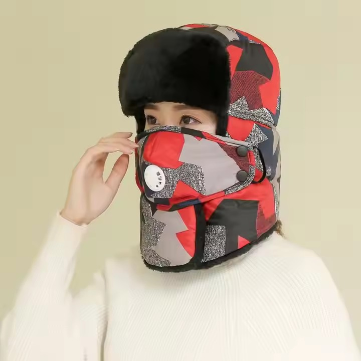 Russian Aviator Trapper Hat Mens Ski Windproof Earflap Faux Fur Winter Bomber Hat