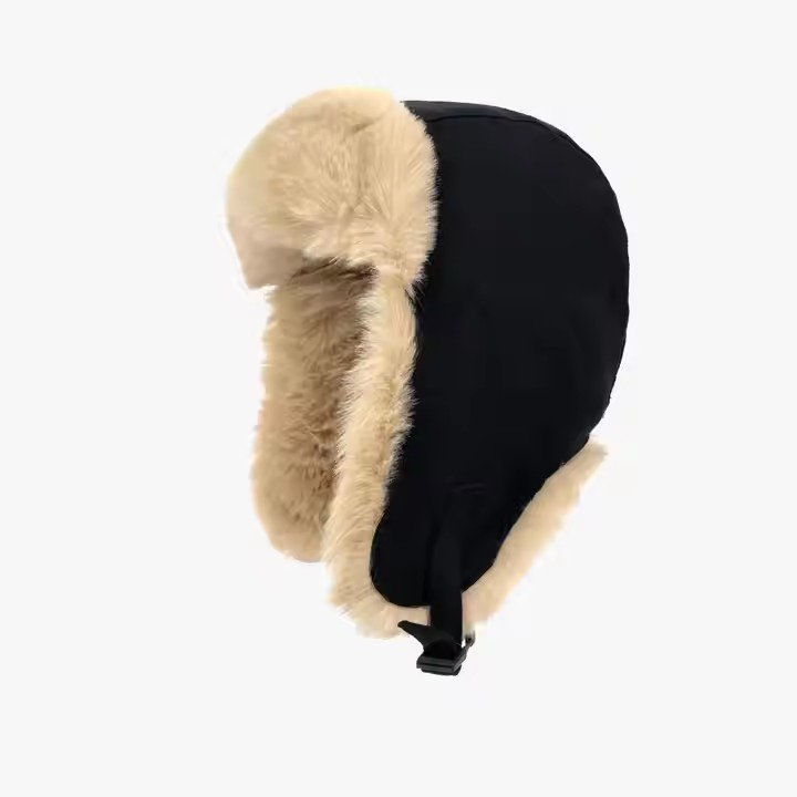 Wholesale Winter Cycling Skiing Hats Fashion Ear Flap Wool Check Fabric Beanies