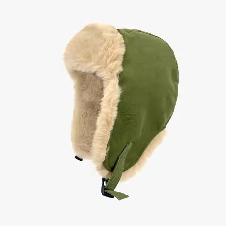 Wholesale Winter Cycling Skiing Hats Fashion Ear Flap Wool Check Fabric Beanies
