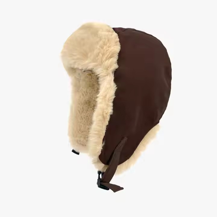 Wholesale Winter Cycling Skiing Hats Fashion Ear Flap Wool Check Fabric Beanies