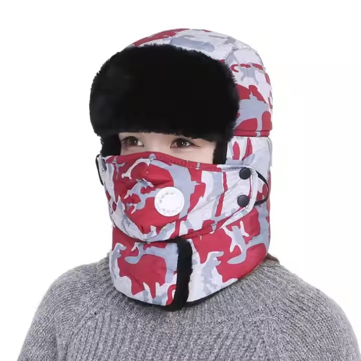 Russian Aviator Trapper Hat Mens Ski Windproof Earflap Faux Fur Winter Bomber Hat