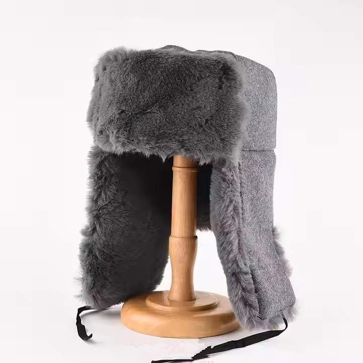 Men Winter Thick Warm Flat Locomotive Cotton Aviator Hat Russia Earflaps Winter Trapper Hat