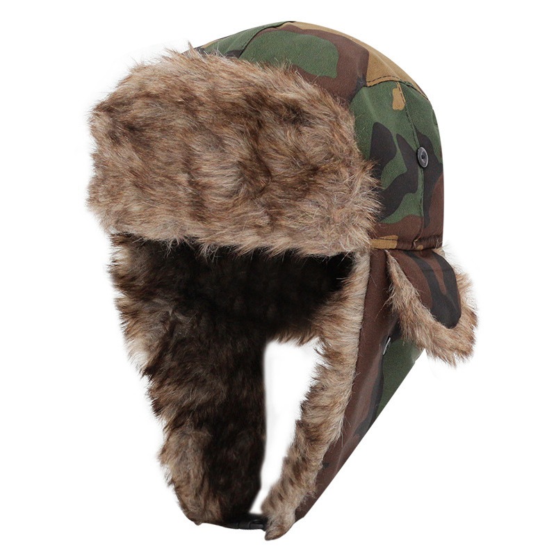 Promotional Gift Outdoor Earflaps Fur Warm Hat Trapper Ski Camo Winter Hat