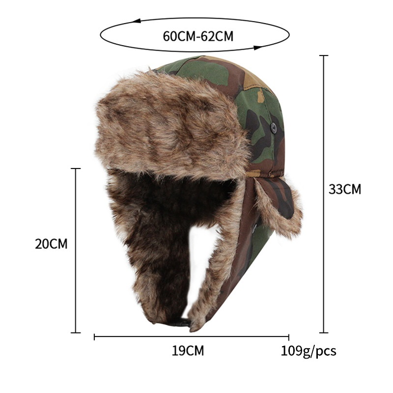 Promotional Gift Outdoor Earflaps Fur Warm Hat Trapper Ski Camo Winter Hat