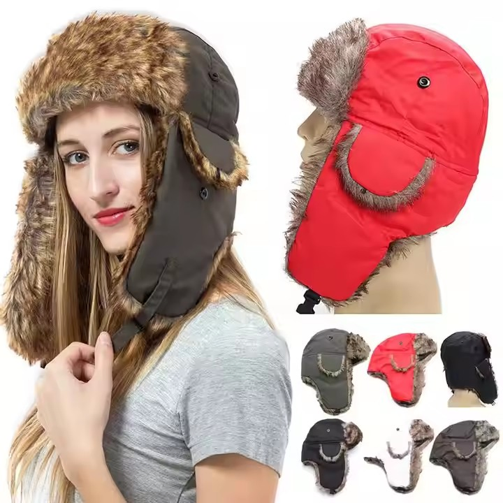 Warm Cap Snow Hats Earflaps Fur Trooper Men Trapper Camouflage Russian Winter Hats