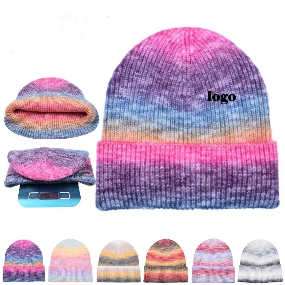 Manufacturer Custom Logo Embroidery Winter Knit Hat Skull Cap Knitted Beanie Hat
