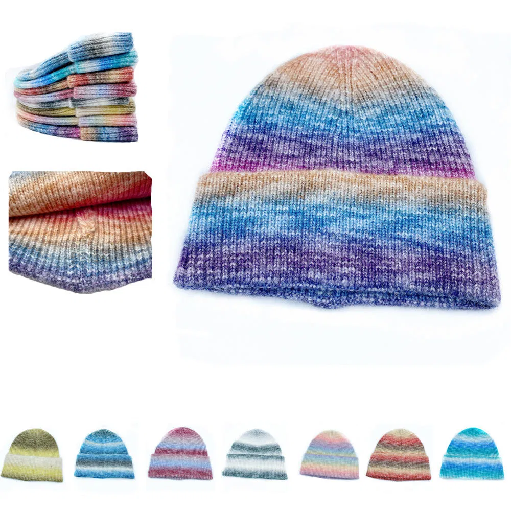Manufacturer Custom Logo Embroidery Winter Knit Hat Skull Cap Knitted Beanie Hat