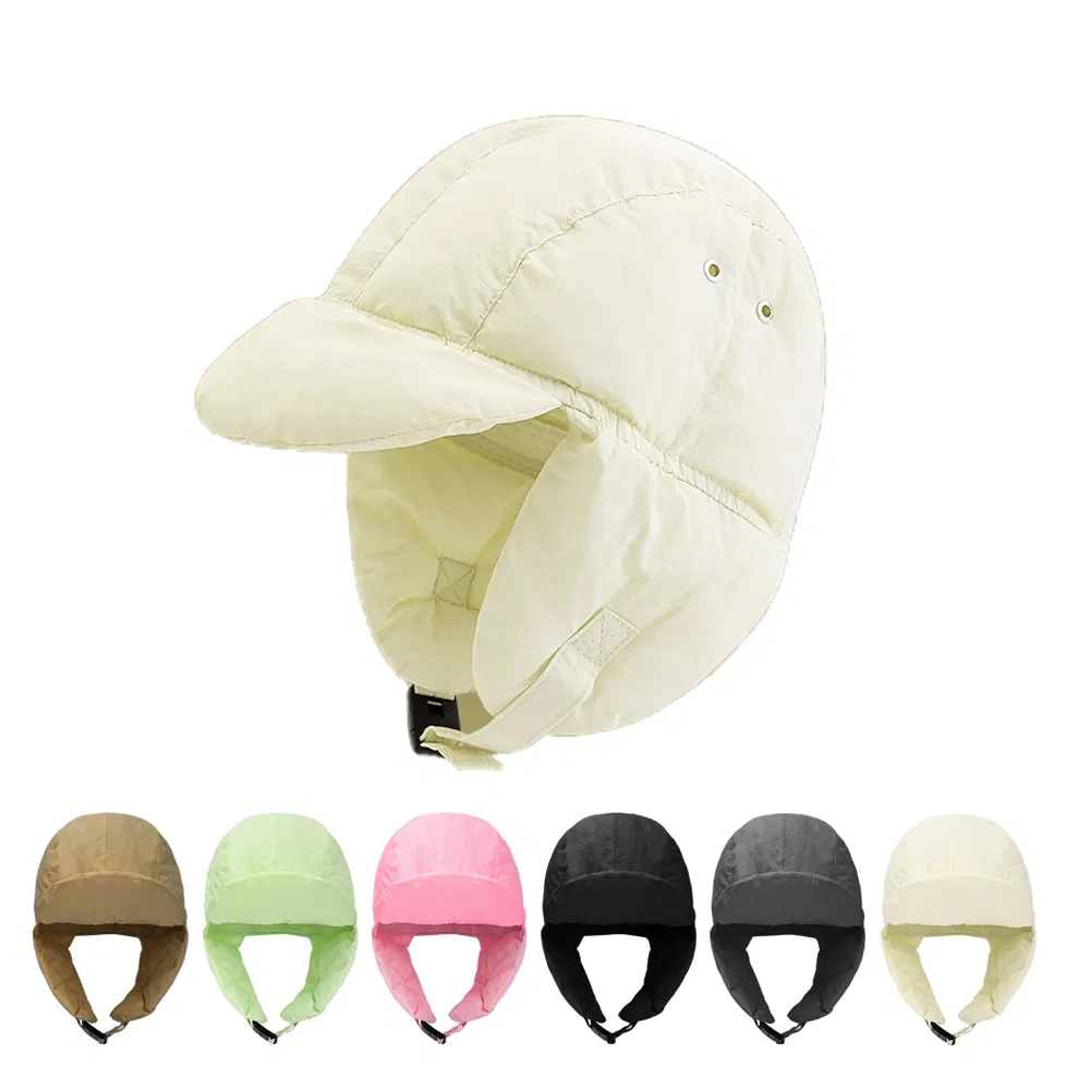 Custom New Design Women's Ear Flap Ski Snow Windproof Down Earflap Trapper Winter Aviator Hat