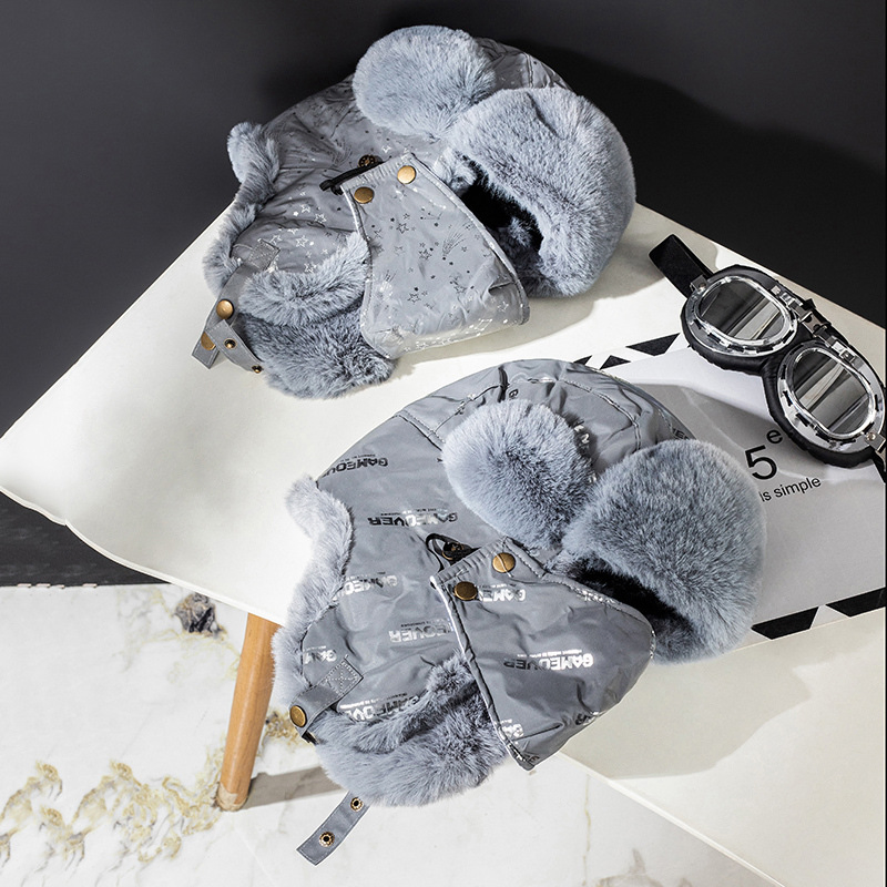 Winter Riding Safety Reflective Bomber Russian Hat Fleece Warm Unisex Mask Goggles