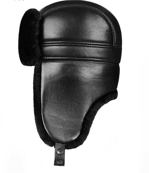 Leather Keep Warm Winter Earmuffs Bomber Hat Cap Earflap Windproof Cap Bomber Cap
