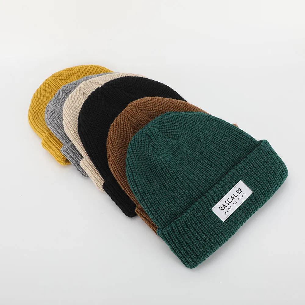 Brands Officially Licensed Factory Winter Pure Color Unisex Ribbed Knit Running Beanie Custom Acrylic Warm Hat