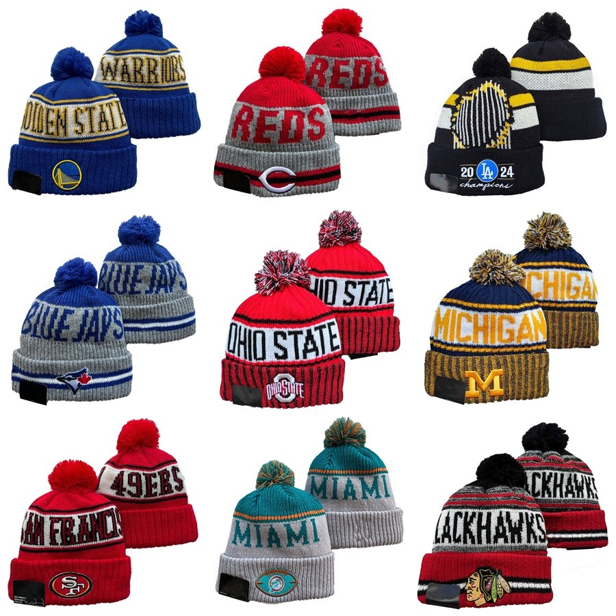 2025 Winter Sports Hats Caps Baseball Basketball Hockey Football College Knitted Sports Beanie Skullies Winter Hats Custom Wholesale Drop Shipping