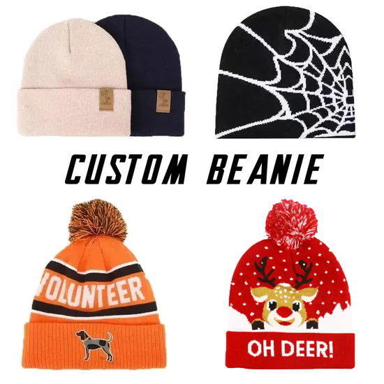 Custom Men Women Sports Bonnet Hat Christmas Jacquard Winter Warm Cap Acrylic Plain Embroidery Wool Ski Skulled Cuffed All Over Printed Knitted POM Beanie Hat