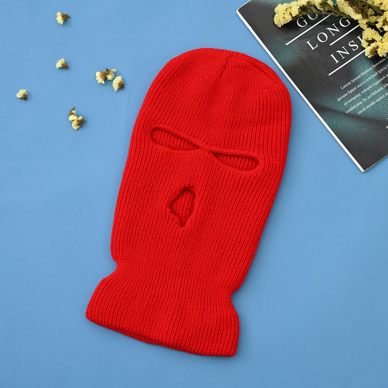 Custom Design Knitted 3 Hole Full Cover Face Ski Mask Balaclava Mask with Embroidery Logo