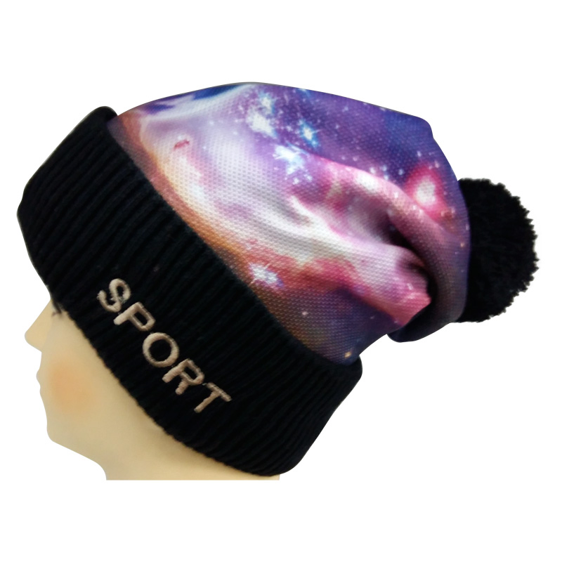Warm Knitted Beanie Winter Hat Snow Hat with Sublimation Printing NTD1680