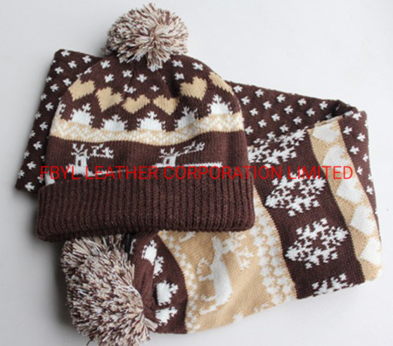 Polyester Kid Knitted Hat, Gloves and Scarf Beanies Winter Warm Set (KS-2119)