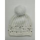 Trendy Ladies White Rivet Beanie Hat with POM-POM Hat