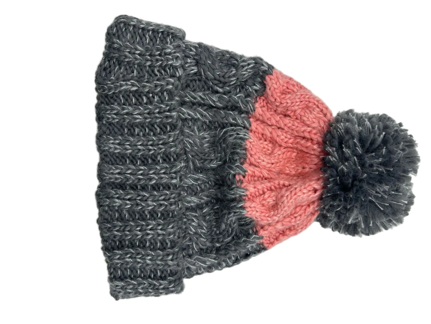 Stylish Women&#39;s Two-Color Knit Cap with Trendy POM-POM