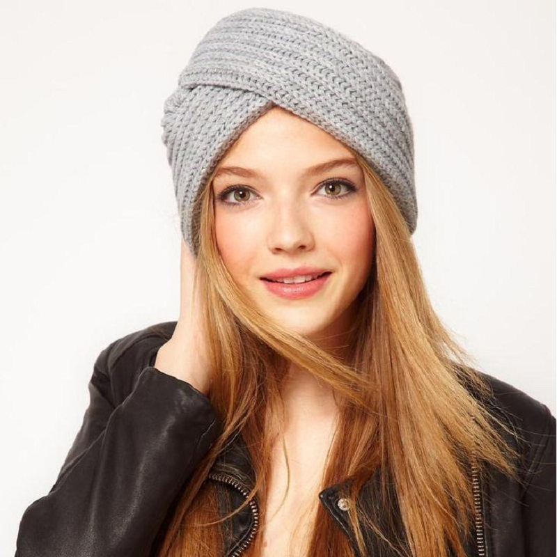 Faux Cashmere Hindu Hat Muslim Hat Woolen Knit Hat Crossover Pullover Hat Bohemian Wrap Hat