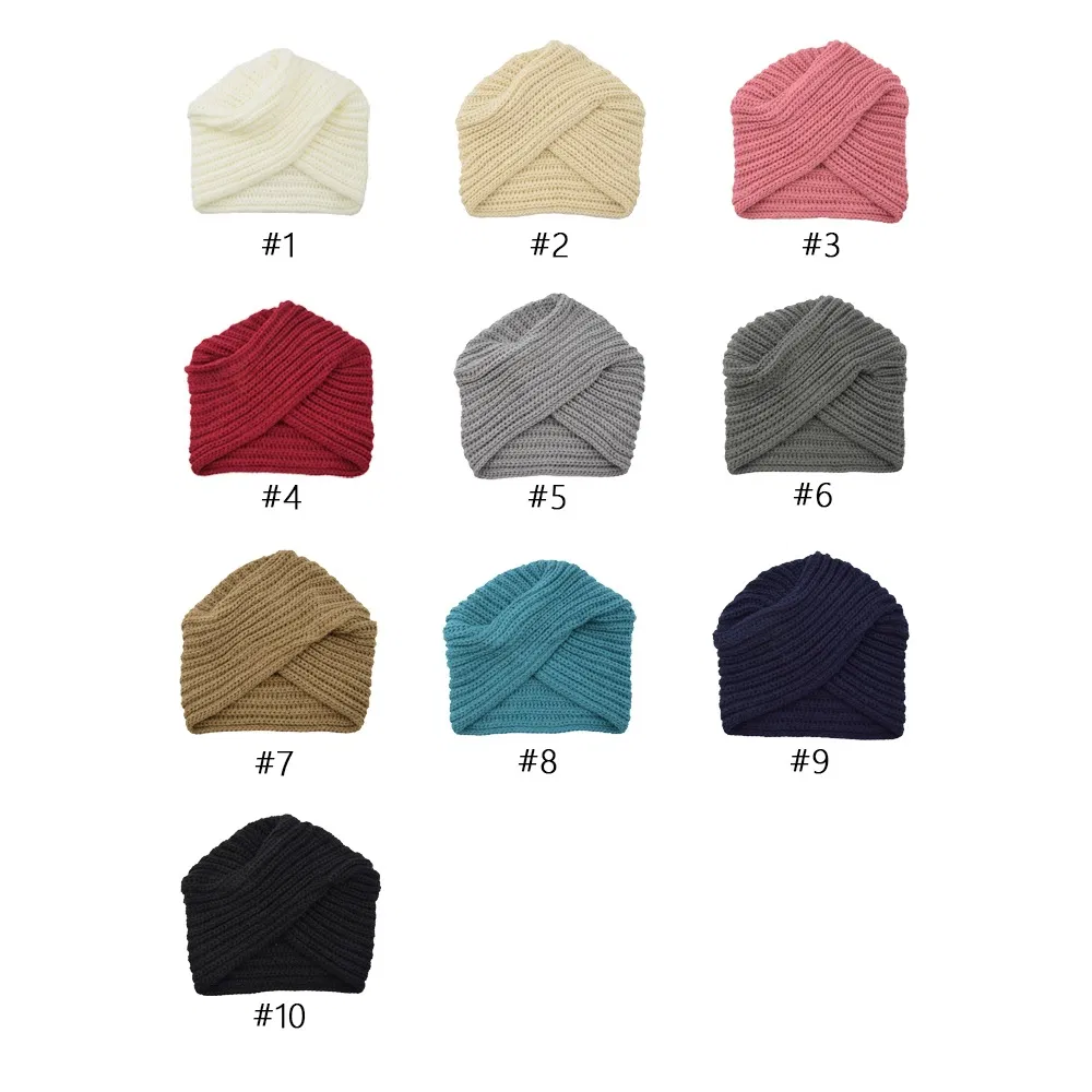 Faux Cashmere Hindu Hat Muslim Hat Woolen Knit Hat Crossover Pullover Hat Bohemian Wrap Hat