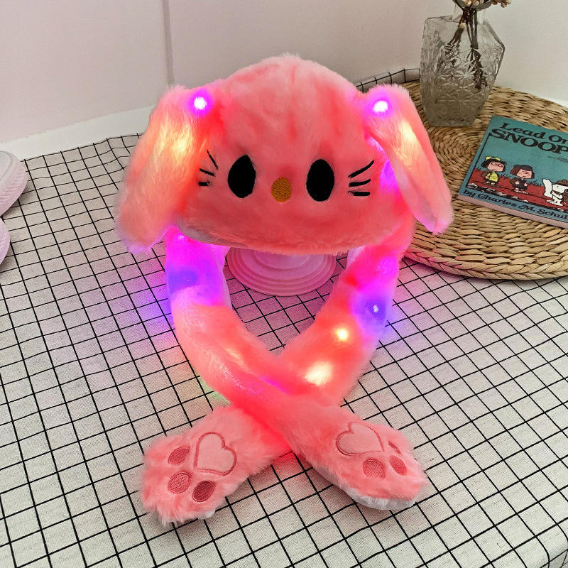 LED Light-up Plush Bunny Hat with Moveable Ears