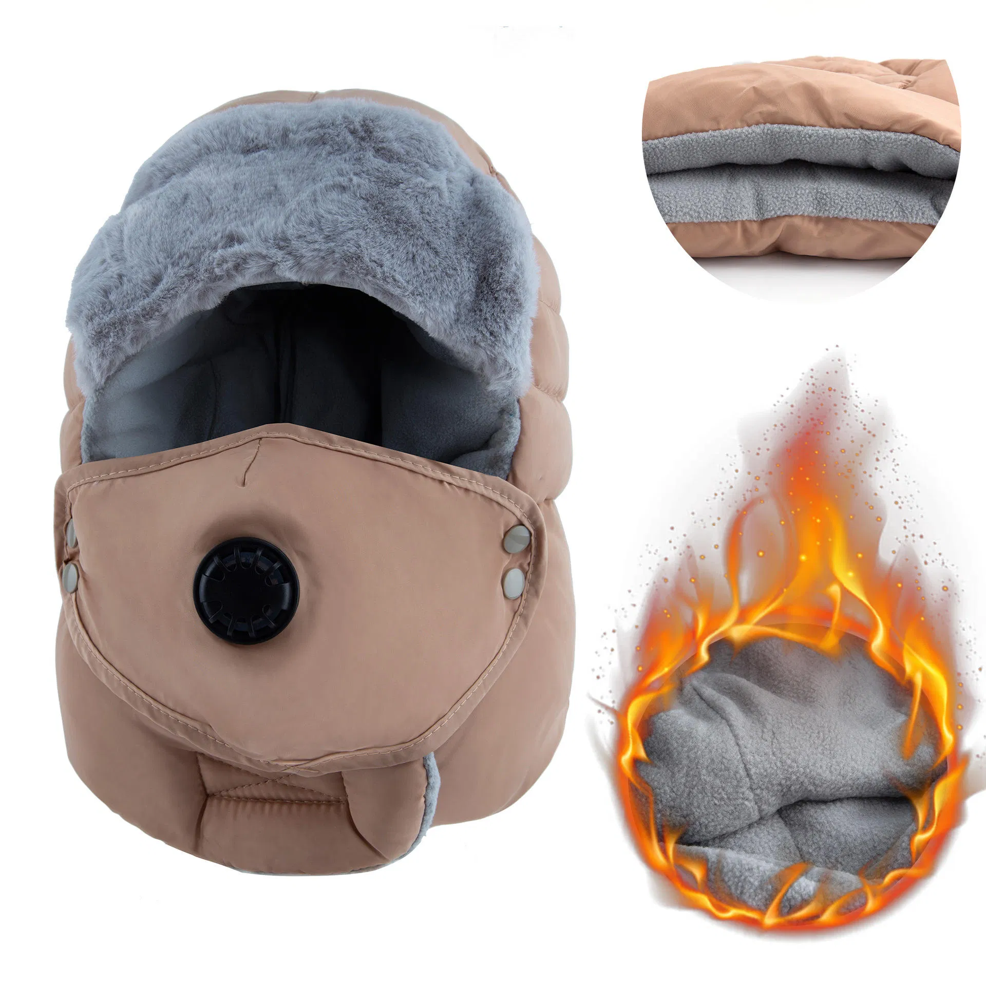 Heated Hat Warm Winter Thermal Fur Fleece Russian Ushanka Hats, Mask Ear Flap Snow Ski Heated Trapper Hat