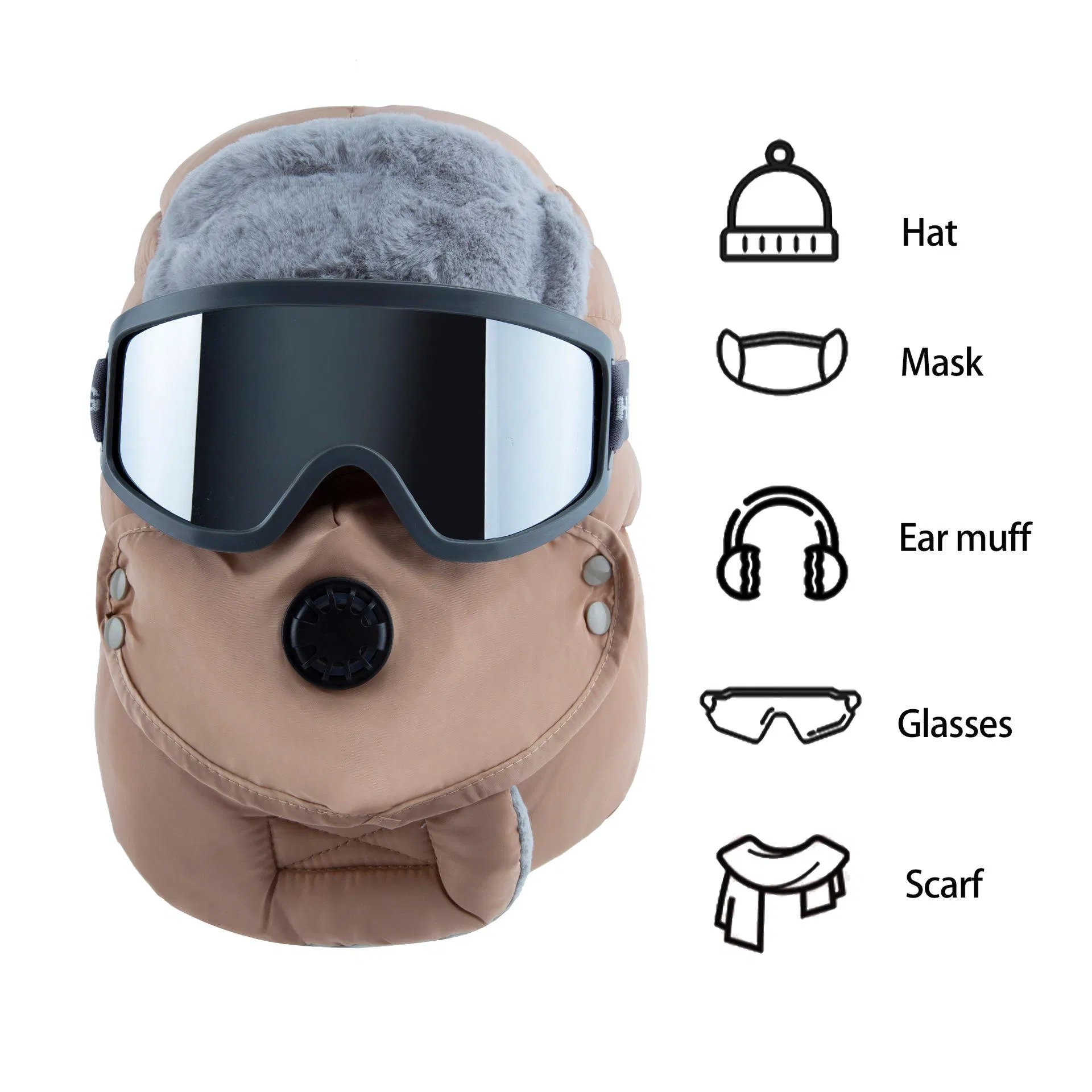 Heated Hat Warm Winter Thermal Fur Fleece Russian Ushanka Hats, Mask Ear Flap Snow Ski Heated Trapper Hat