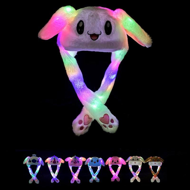 LED Light-up Plush Bunny Hat with Moveable Ears