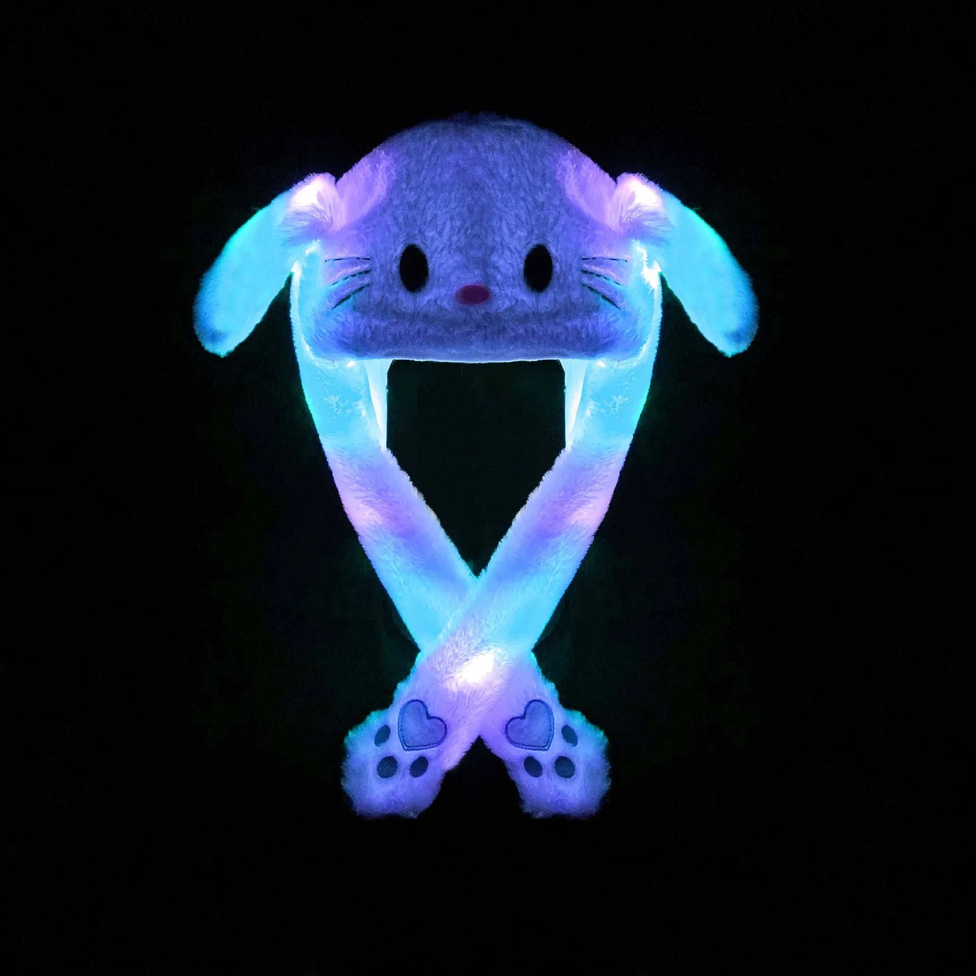 LED Light-up Plush Bunny Hat with Moveable Ears
